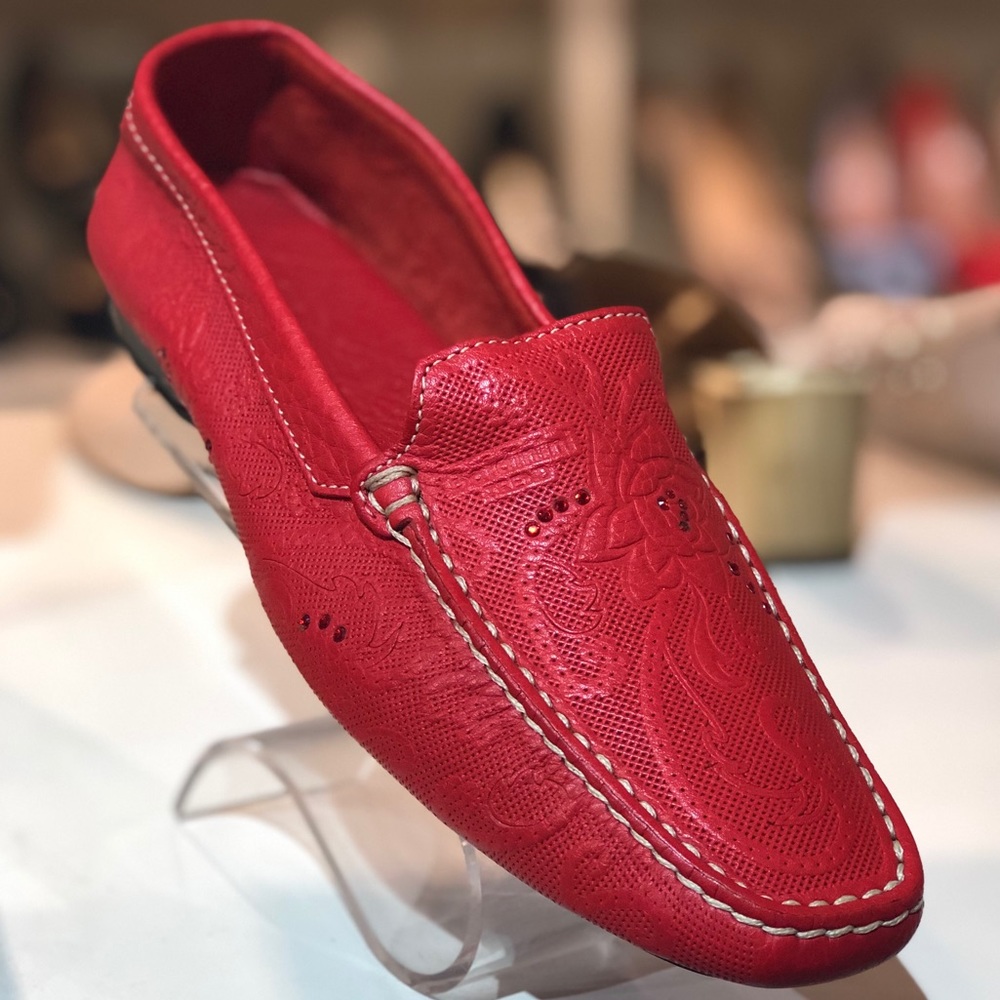 BALDININI RED LEATHER LOAFERS